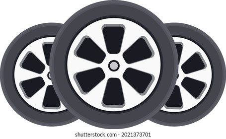 Three tires, illustration, vector on a white background.