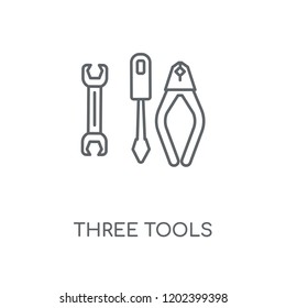 Three Tools linear icon. Three Tools concept stroke symbol design. Thin graphic elements vector illustration, outline pattern on a white background, eps 10.