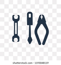 Three Tools vector icon isolated on transparent background, Three Tools transparency concept can be used web and mobile