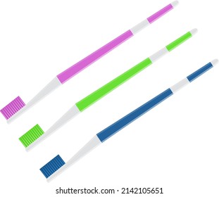 Three Toothbrushes, illustration, vector on a white background.