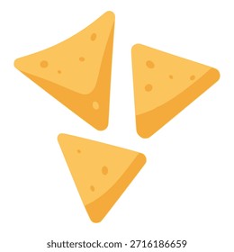 three tortilla chips snack flat color vector illustration template design