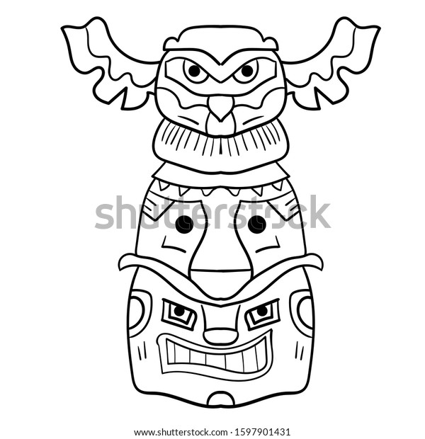 Three Totem Idols Located On Top Stock Vector (Royalty Free) 1597901431 ...