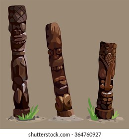 Three of the totem pole. Vector.