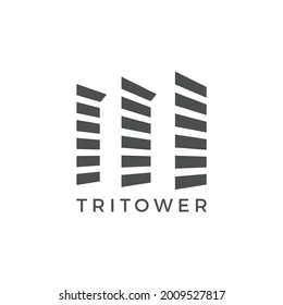 Three Tower Building icon. Apartment Logo design. Vector Illustration.