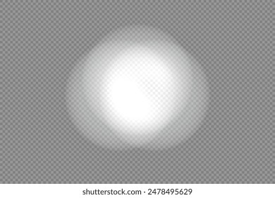 Three transparent round beams of white light overlayed on the wall. Front view of the light of an electric lamp or the beam of a flashlight with several diodes. Shadow vector illustration