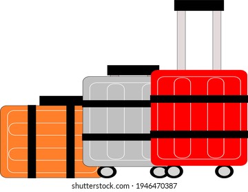 Three travel bag icons placed