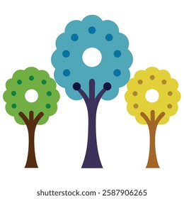 three tree colorful vector art 