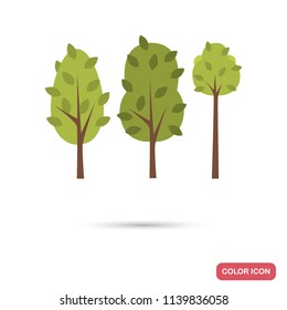 Three trees color flat icons
