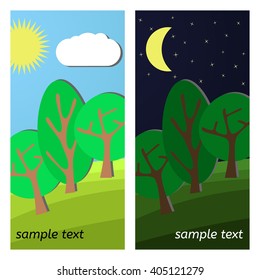 Three Trees. Day and Night on a Clearing.