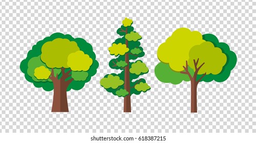 Three trees in different shapes illustration