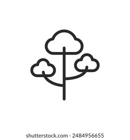 Three trees, linear style icon. small grove or group of trees. Editable stroke width.