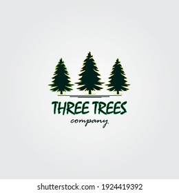 Three trees logo design inspiration. Three trees design logo template. Creative ideas illustration of three pine trees design logos	
