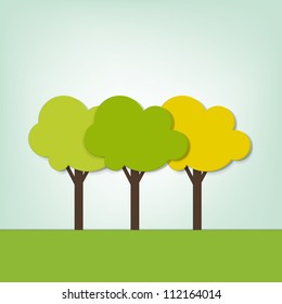 three trees on the field. Vector image