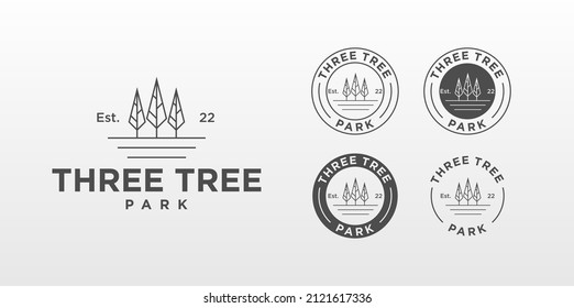 Three trees in park logo design with business card template.