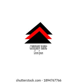 three triangles logo with red in the middle and two black colors