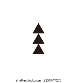 tres triángulos, símbolo geométrico árbol simple vector de logotipo