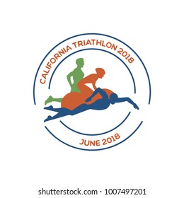 Three triathlon athletes. Icons for triathlon and other spot events