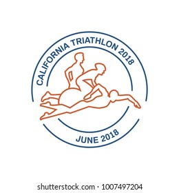 Three triathlon athletes. Icons for triathlon and other spot events