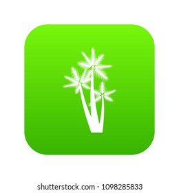 Three tropical palm trees icon digital green for any design isolated on white vector illustration