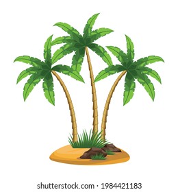 tres árboles tropicales palmeras iconos de la naturaleza
