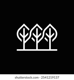 Three trunk tree branches leaf simple design logo