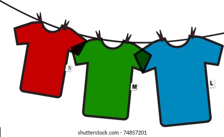 three tshirt hanging on thread