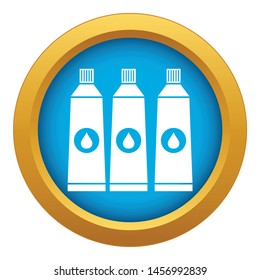 Three tubes with paint icon blue vector isolated on white background for any design