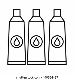 Three tubes with paint icon in outline style isolated vector illustration