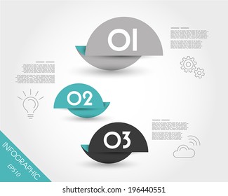 three turquoise rounded pointers. infographic concept.