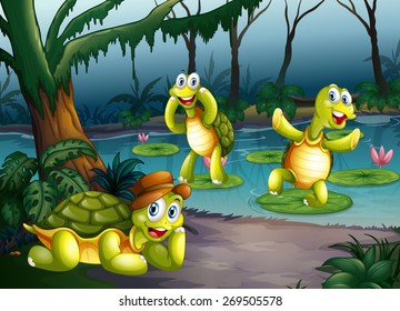 Dinosaurs Living Jungle Illustration Stock Vector (Royalty Free ...