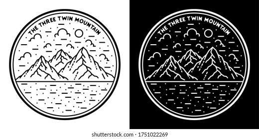 Three Twin Mountain Monoline Badge Design