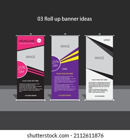Three type of abstract roll up banner designs