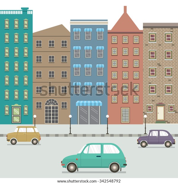 Three Type\
Of Cars In The City Vector\
Illustration