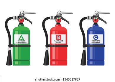 Three type of fire extinguisher isolated vector