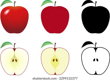 Three type illustrations of apple