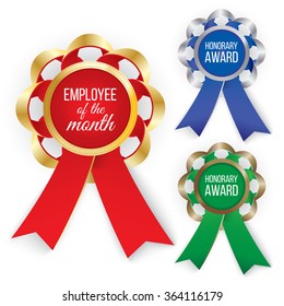 Three types of awards: Gold, silver and bronze. Vector illustration EPS 10