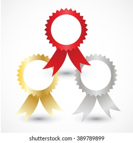 Three types of awards: Gold, silver and bronze. Vector illustration EPS 10