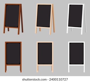 Three types of blackboard signboard illustration set