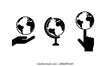 Drei Arten von Erdsymbolen. Konzept des Planeten Erde.