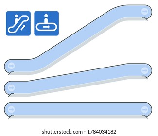 Three types of escalator. Escalator isolated on white background