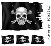 Three types of pirate flag. Illustration for design on white background