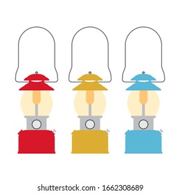 Three types of red, blue and yellow oil lanterns