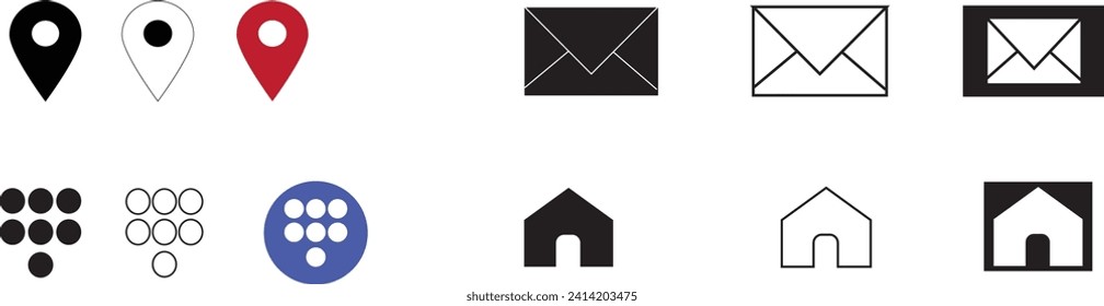 Three types small icons colors