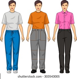 Three types of trousers for the girl