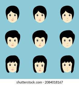 Three types of women face emotion.