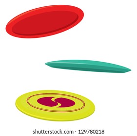 Three typical disc golf drivers in multiple positions from top profile and bottom.