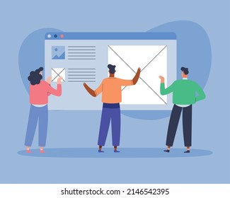 tres caracteres de diseñadores UI y UX