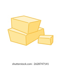 Three uneven butter cubes stacked casually.