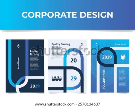Three unique annual report templates designed specifically for the poultry farming sector, showcasing professional layouts and modern design elements suitable for business presentations.