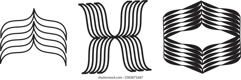 three unique black icon design